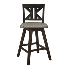 Mercury Height Chairs Set of 2, Black Gray 360-degree Swivel Chair Solid Rubberwood Kitchen Dining Furniture, Divided X-Back