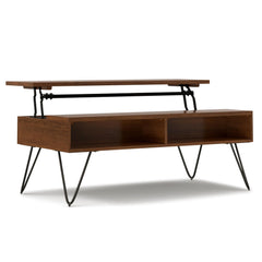 Nova 48 inch Wide Solid Wood Lift Top Coffee Table in Walnut Veneer