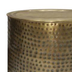 Waltz 16 inch Wide Metal Side Table in Hammered Antique Gold