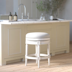 Sanctuary Wood Backless Counter-Height Swivel Barstool, 1PC