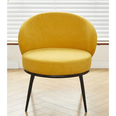 Round Velvet Accent Chair, Mid-Century Modern Upholstered Armchair with Metal Legs, Comfy Barrel Side Chair for Living Room Bedroom