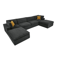 Coffee Bean Like Upholstery Full Compressed Modular Sectional with Toss Pillows