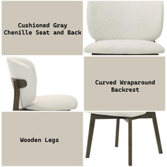 Demeter Gray Chenille & Walnut Side Chair (Set of 2)
