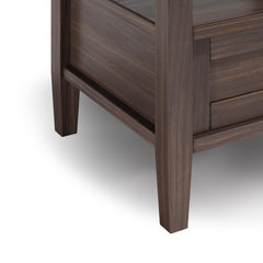 Warm Shaker Solid Wood 20 inch Wide Transitional End Table in Warm Walnut Brown