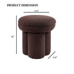 Contemporary Style Round Top Accent Chair Pedestal Base Mushroom Design Stool Brown Finish Primary Living Room