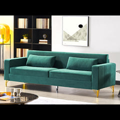 Hades 85.8" Velvet Sofas for Living Room, 3 Seater Couch with Classic Modern Appeal and Luxurious Soft Comfort, Easy to Maintain, Green