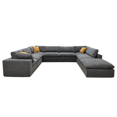 Coffee Bean Like Upholstery Full Compressed Modular Sectional with Toss Pillows