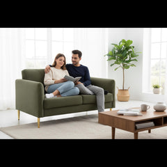 60.63" Wide Modern Corduroy Loveseat, Plush Upholstered Cushions, Solid Wood Frame, Compact Living Room and Apartment Furniture