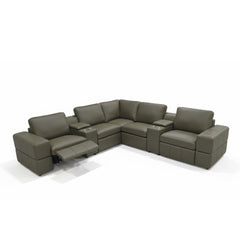 Premium Leather Match Upholstered Large Arms Sectional with Two Recliner Seats