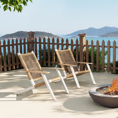 Hermes Adirondack Outdoor Lounge Chair Natural Beige All Weather Wicker