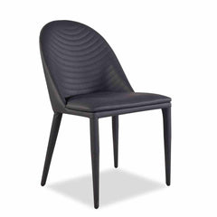 Contemporary Style 2pc Side Chair Leatherette Upholstered Top stitched Arch Design Black Finish Dining Room
