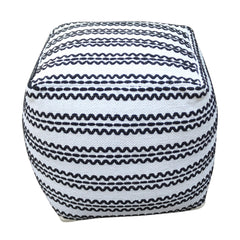Hephaestus Handcrafted Fabric Pouf, Natural with Black