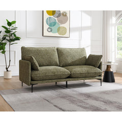 Armageddon Green Fabric Sofa w/2 Pillows (Compressed Cushion)