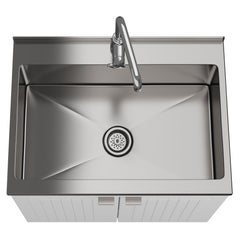 Epic - 28" Laundry Cabinet with Faucet and Stainless Steel Sink - White