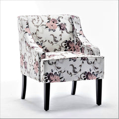 Versatile Upholstered Side Chair, Solid Wood Frame with Recessed Arms, Tapered Front Legs and Flared Back Legs, Foam & Sinuous Springs Cushioned Accent Chair for Entryway Bedroom Dining Room