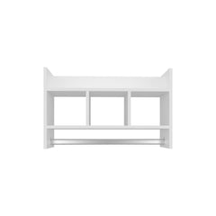 Paradise Wall Shelf with Towel Bar, Compact Storage With A Wide Upper Shelf, Three Comapct Middle Shelves and Towel Holder for Bathroom Organizer, White
