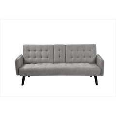 72" Sleeper Sofa Bed - Convertible Folding Backrest to Full Bed with Cup Holder & Drop-Down Table - Space Saving Linen Sofa for Small Spaces - Easy Assembly, Grey