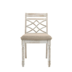 19 Inch Dining Chairs, Cross Back Design with Padded Seats, Set of 2, White
