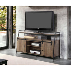 Agamemnon Rustic Oak & Black Finish TV Stand