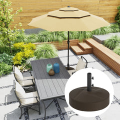 Patio Umbrella Base Holder, Heavy Duty Outdoor Umbrella Stand Base, Filled Up to 66lbs with Stand or 55lbs with Water for Garden, Poolside, Brown