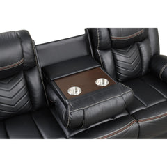 Cassandra Modern Contemporary LED Power Recliner Sofa including cup holders made with wood and metal frame in Black