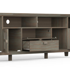 Demeter 72 inch Wide Solid Wood TV Stand in Distressed Grey For TVs up to 80 inches