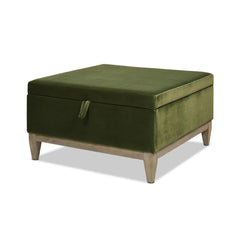 Revelation 35" Square Storage Cocktail Ottoman, Olive Green Performance Velvet