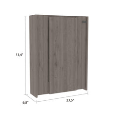 Ares Wall Foldable Table, Seven Interior Shelves, Extending Table -Light Gray