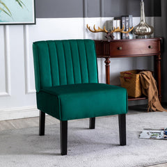Venus Mid Century Modern Accent Chairs Set of 2 with Minimalist Design, Elegant Velvet Upholstery and Solid Wood Legs, Ideal for Living Room or Bedroom, Green