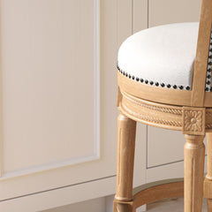Story Wood Bar-Height Swivel Barstool with High-Back, Weathered Natural, 1PC