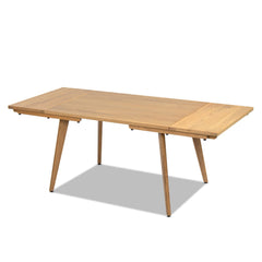 Prometheus 47-78.5" Solid Oak Wood 4-6 Seat Extendable Leaf Dining Table, Natural Brown Red Oak