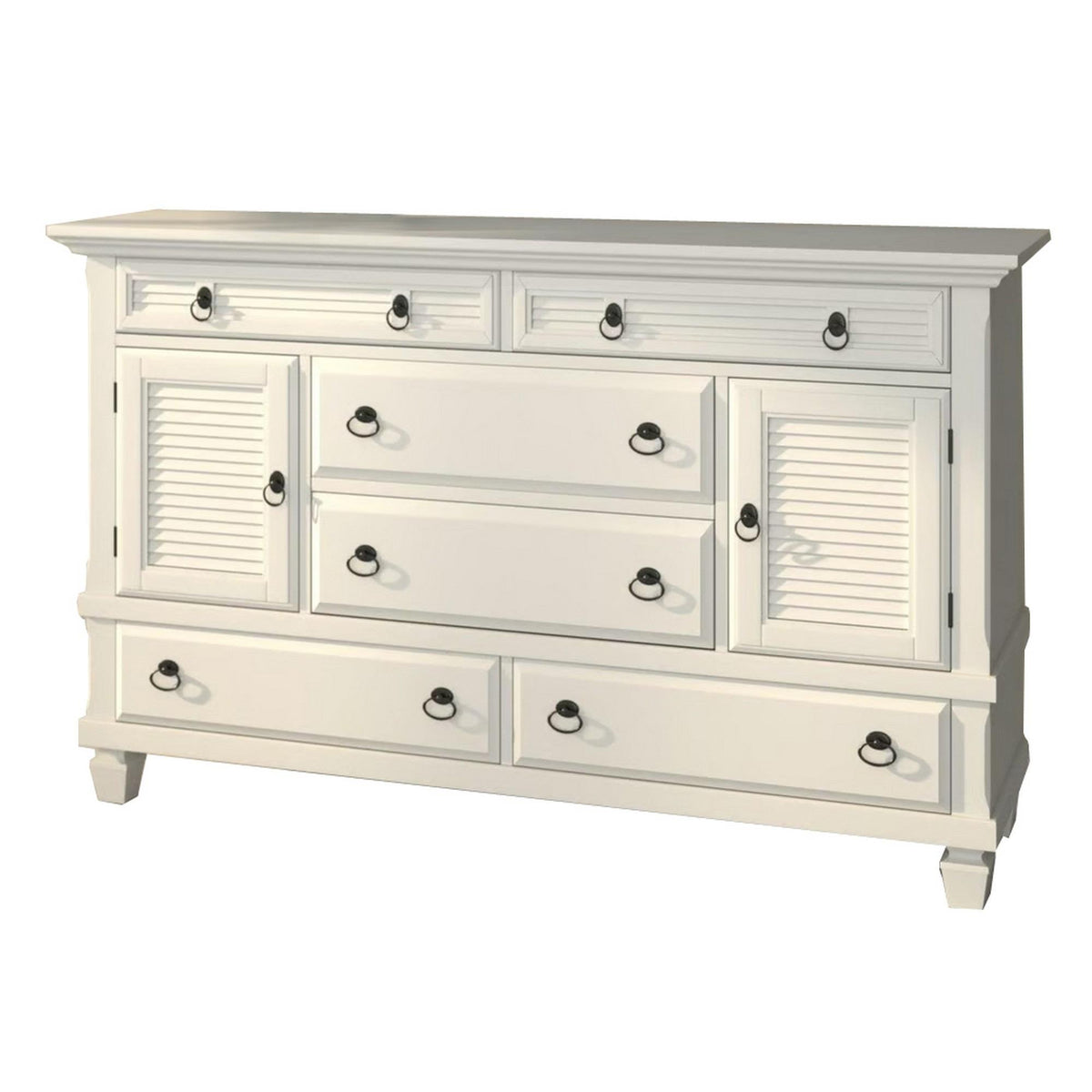 Hades Wood Dresser with 2 Cabinet & 6 Drawer in White