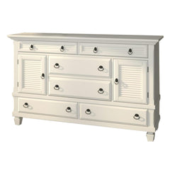 Hades Wood Dresser with 2 Cabinet & 6 Drawer in White