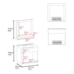 Pulsar Bathroom Mirror Cabinet with Two Interior Shelves, Wall-Mounted Storage White