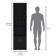 Infinity 71-Inch Tall Bar Cabinet 5-Tier Modern Bar Cabinet with Glass Holder Stemware Rack, Wine Cabinet, Liquor Cabinet, 12 Bottle Cubbies, 5 Shelves, and Pull Out Tray