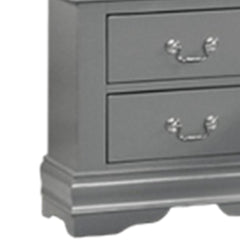 Crest Nightstand, 2 Drawers, Light Gray Solid Wood, Nickel Drop Handles