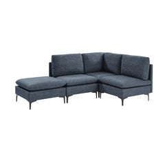 Linen Upholstered Modular Sectional with Metal Legs