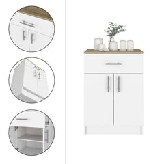 2 Piece Kitchen Set, Delos Kitchen Island + Barbados Pantry Cabinet , White /Walnut /Light Oak