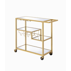 Odysseus Mirrored & Champagne Finish Serving Cart