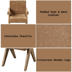 Paradise Chocolate Chenille & Oak Arm Chair (Set of 2)