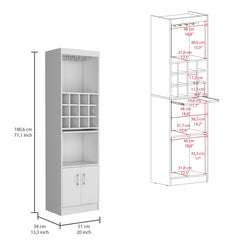 Infinity 71-Inch Tall Bar Cabinet 5-Tier Modern Bar Cabinet with Glass Holder Stemware Rack, Wine Cabinet, Liquor Cabinet, 12 Bottle Cubbies, 5 Shelves, and Pull Out Tray