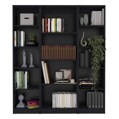 Halo 3 Piece Home Bookcase set, 60" Wide with 14 Shelves , Living Room Set Set Black