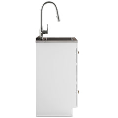 Gallery - 28" Laundry Cabinet with Faucet and Stainless Steel Sink - White