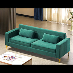 Hades 85.8" Velvet Sofas for Living Room, 3 Seater Couch with Classic Modern Appeal and Luxurious Soft Comfort, Easy to Maintain, Green
