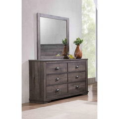 1pc Contemporary Six Drawers Dresser Bed Side Cabinet Wooden Furniture Rustic Gray Color