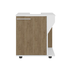 Oasis Under Sink Cabinet, Double Door Storage with Open Back for Pipes, Wide Unit, Freestanding Cabinet, Natural Oak