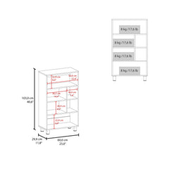 Fable 40" Tall Four-Tier Shelf Base Cabinet with 6 Cubbies White