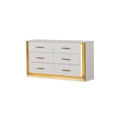 Epimetheus Contemporary Style 6-Drawer Dresser Made with Wood & Gold Finish(Includes Only dresser)