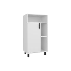 Hercules Base Cabinet, Compact Organizer, With One Door, Open Shelves And Top Display Space, White