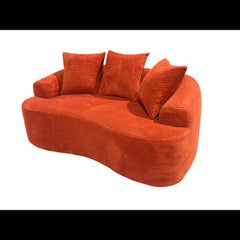 65.35" Curved Loveseat Sofa with Pocket Spring Cushions for Soft Seating, Small Space Couch with 3 Throw Pillows, No Assembly Needed, Red Orange